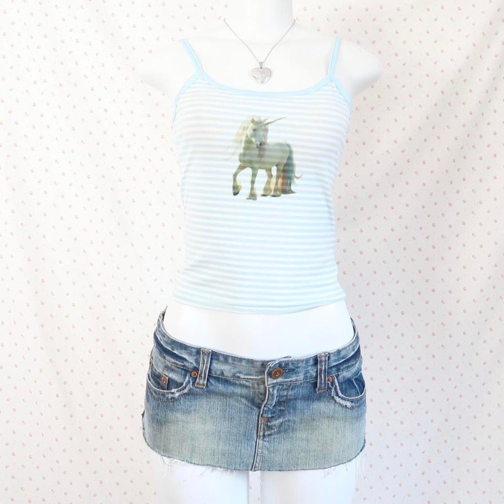 y2k unicorn cami tank pastel striped graphic tank coquette